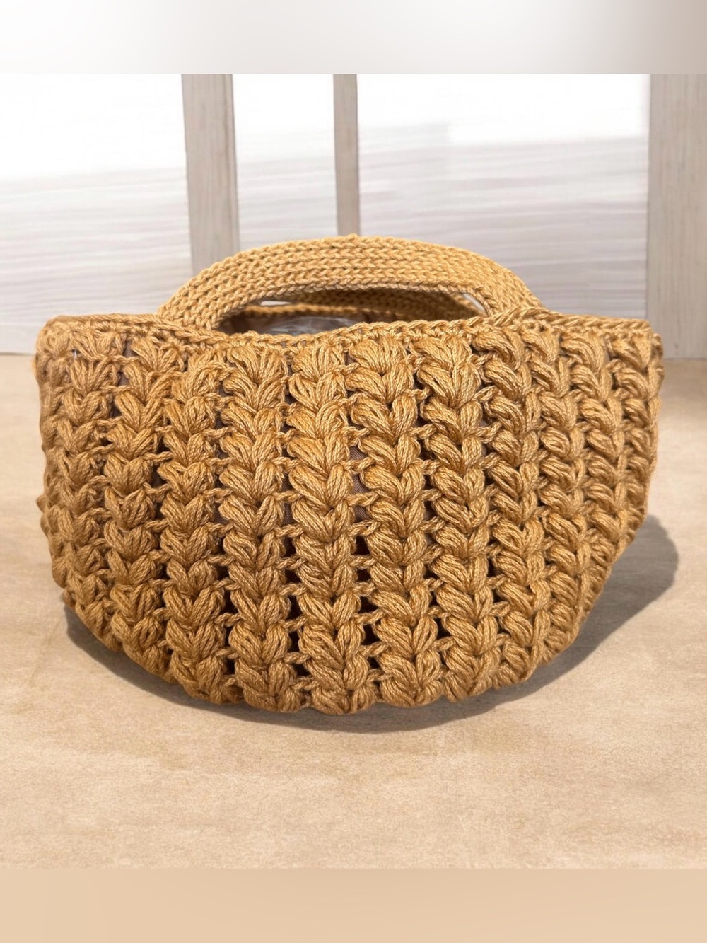 Chunky Knit Lined Tote Bag in a Butternut Squash Color